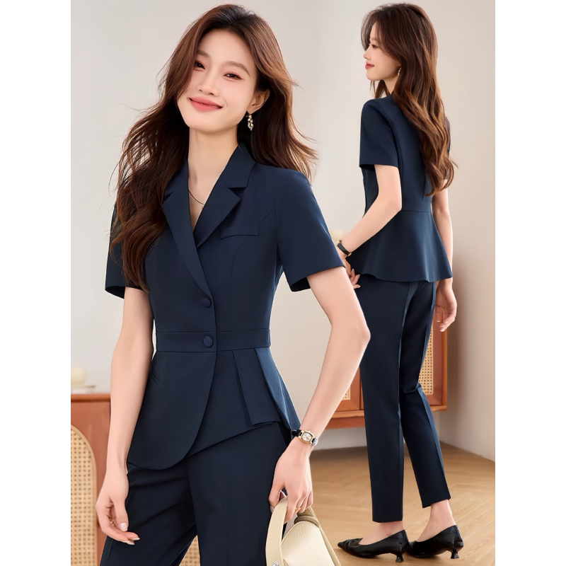 Women'S Office Formal Wear For Ladies - Navy blue women's thin professional suit2025New