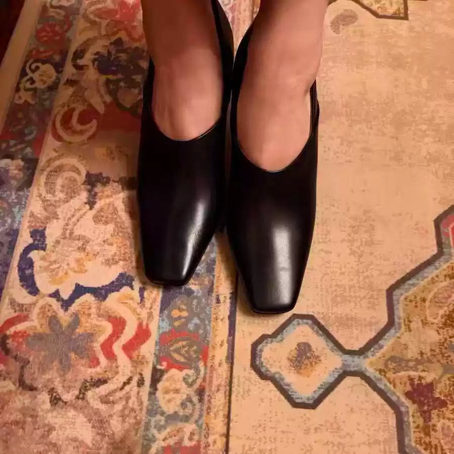 Women's Black Leather Square T - đánh giá và giá Women Formal Office Wear Shoes