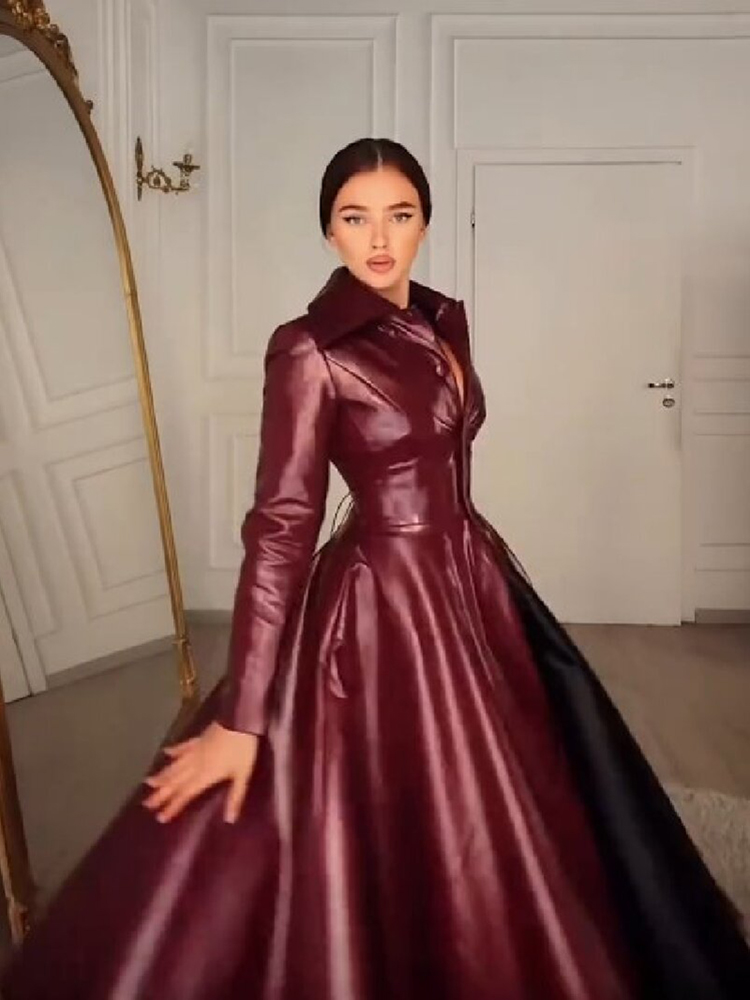 Women Wine Red Faux Leather Lo - đánh giá và giá Women Formal Wear For Party