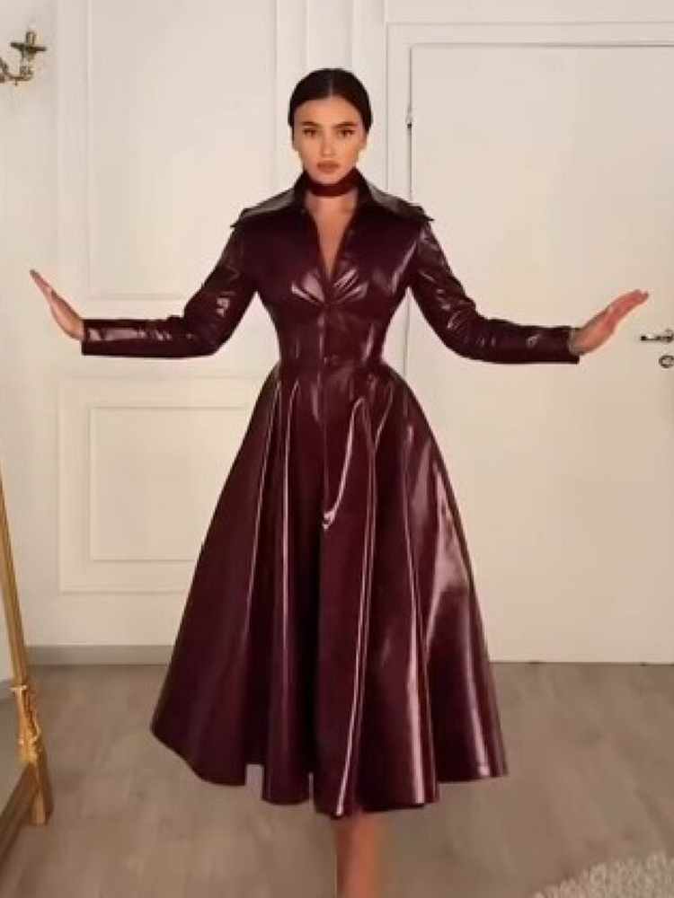 Women Wine Red Faux Leather Lo - đánh giá và giá Women Formal Wear For Party