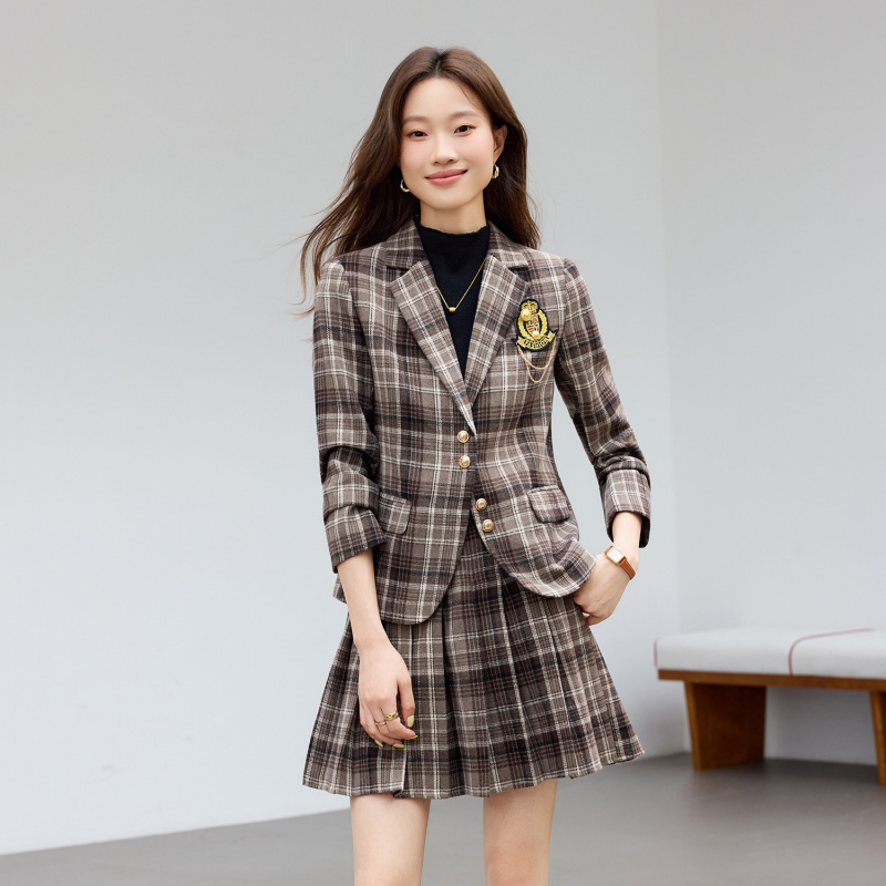 Light Brown Plaid Suit New Sty - đánh giá và giá Women'S Office Formal Wear For Ladies
