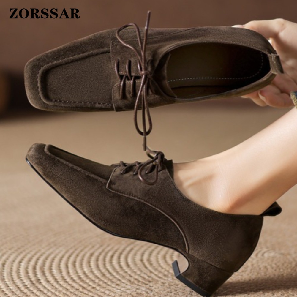 Women's Brown Suede Square Toe - đánh giá và giá Women Formal Office Wear Shoes