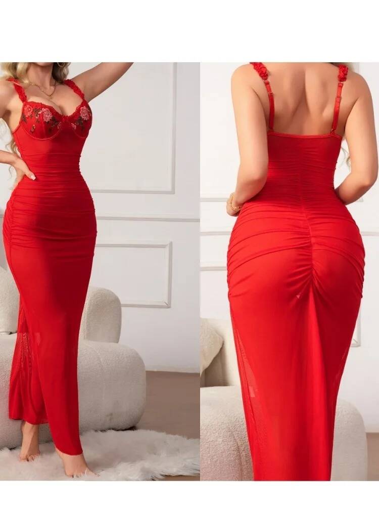 Red Ruched Dress With Strap Bo - đánh giá và giá Women Formal Wear H&M