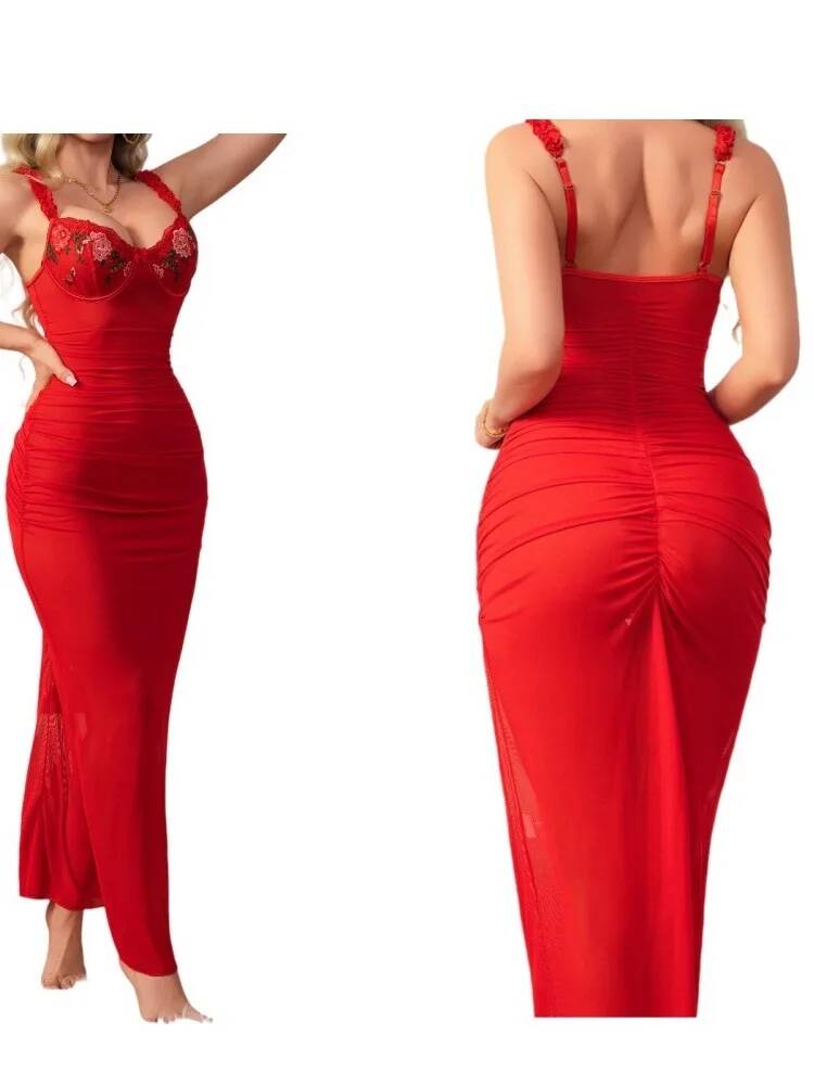 Red Ruched Dress With Strap Bo - đánh giá và giá Women Formal Wear H&M