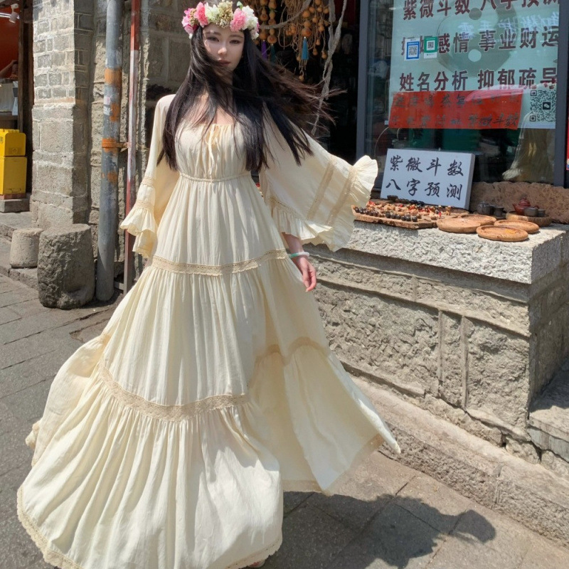 New Elegant Square Neck Trumpe - đánh giá và giá Vintage Women'S Formal Wear